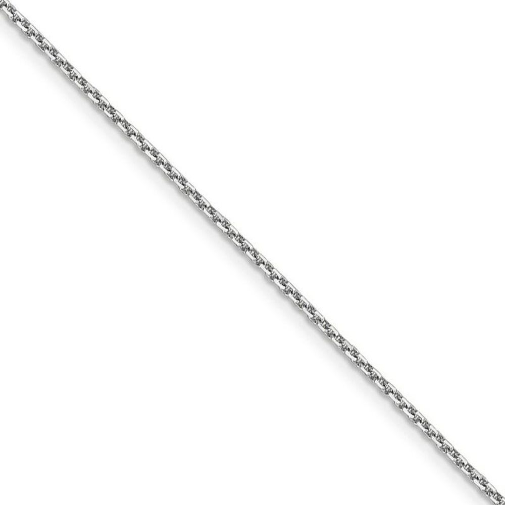 1.4mm 10k White Gold Solid Diamond Cut Cable Chain Necklace, 20 Inch